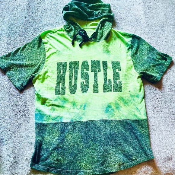 X S IVE | Hooded T-shirt | Custome Dyed | Hustle | Work Out T-Shirt - Picture 1 of 3